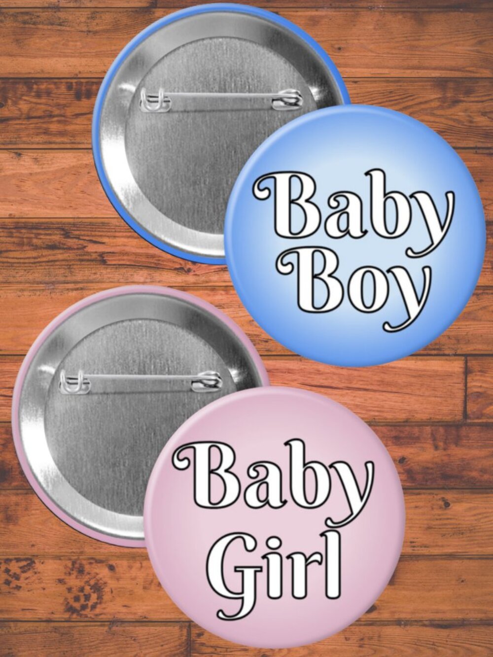 Baby Boy Girl Pastel Gender Reveal Party Favors, Pin Back Buttons, Baby Shower